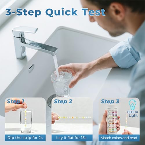 TESPERT Drinking Water Test Strips 125ct, Lead Home Tap Well Water Test Kit 16 in 1 Drinking Water Testing Kit