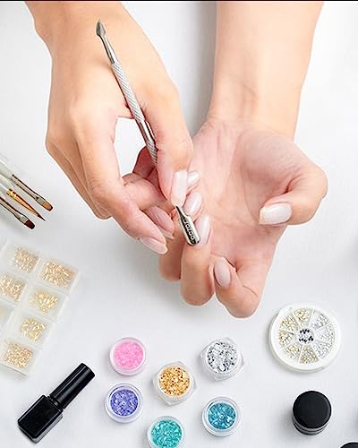 BEZOX Cuticle Pusher - Stainless Steel Cuticle Stick & UV Gel Nail Polish Remover Tool - Professional Double-Ended Cuticle Trimmer Manicure Tool for Healthy and Beautiful Nails