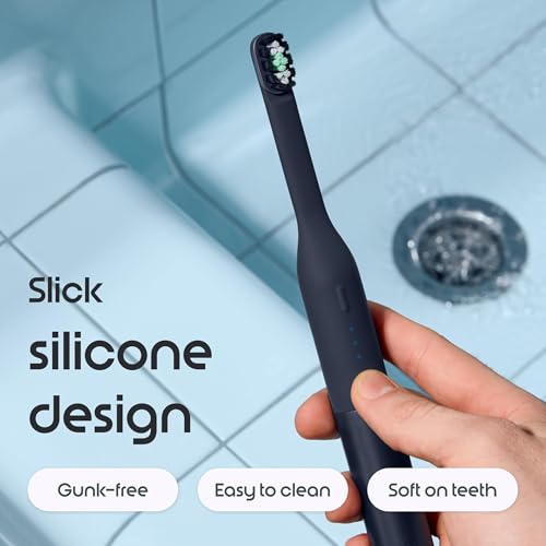 Quip Ultra Lite Sonic Electric Toothbrush, Slim Lightweight Design, 3 Brushing Modes, 15X More Plaque Removal, Pressure Sensor & 30-Day Battery, Ash Black