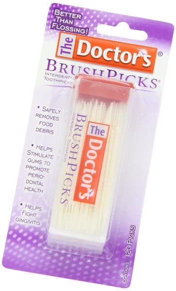 The Doctor's BrushPicks Interdental Toothpicks, Soft Rubber Dental Picks for Teeth Cleaning, Removes Food Debris, Stimulates Gums, Helps Fight Gingivitis, 120 Count (Pack of 12) 120 Count (Pack of 12)