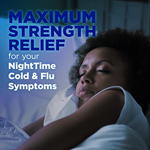 Amazon Basics Nighttime Cold and Flu Medicine, Maximum Strength, Original Flavor Liquid, Multi-Symptom Relief, 12 fl oz (Pack of 1) (Previously Care)