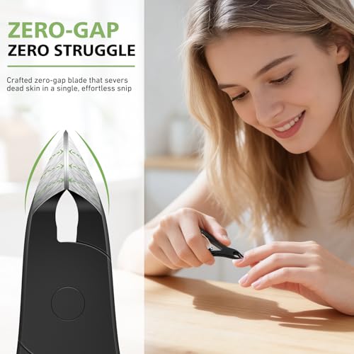 BALUCA Nail Cuticle Trimmer – Professional Stainless Steel Cuticle Clippers Nail Cuticle Remover Tool, Precision Nail Nippers Professional for Dead Skin, Cuticle Cutter with Ergonomic Handle (Black) Black