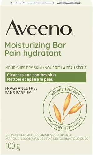 Aveeno Gentle Moisturizing Bar Facial Cleanser with Nourishing Oat for Dry Skin, Fragrance-free, Dye-Free, & Soap-Free, 3.5 oz (Pack of 4) Unscented 3.5 Ounce (Pack of 4)