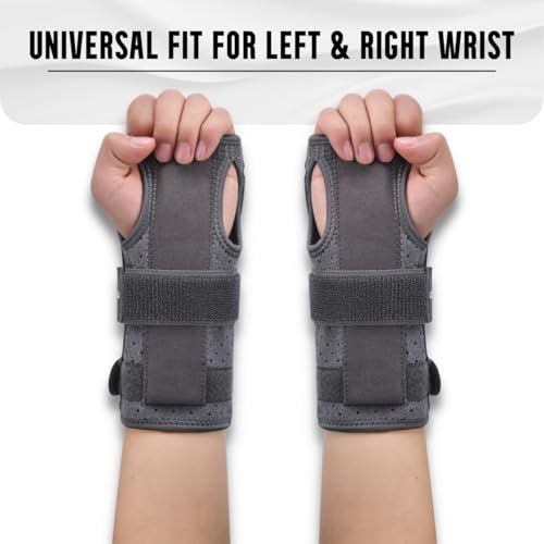 Universal Wrist Brace for Carpal Tunnel Relief – Night Sleep Support Wrist Splint with Metal Splint – Ambidextrous Hand Brace Fits Left and Right Hand – Men & Women Large
