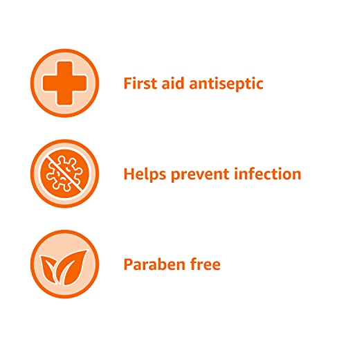 Amazon Basics First Aid Antiseptic, 10% Povidone Iodine Solution for Wound Cleaner and Infection Protection, Unflavored, 8 fl oz, 1-Pack (Previously Solimo) 8 Fl Oz (Pack of 1)