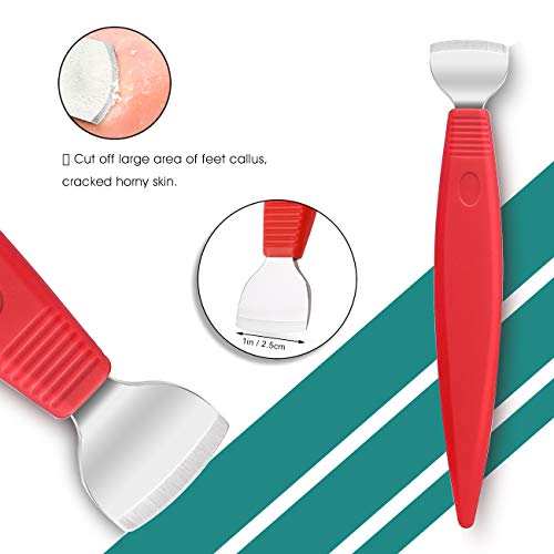 BEZOX Ingrown Toenail Removal Blades and Foot Callus Knife - 3 Different Blades Pedicure Knives with Toenail Lifter and Thick Nail File - Red