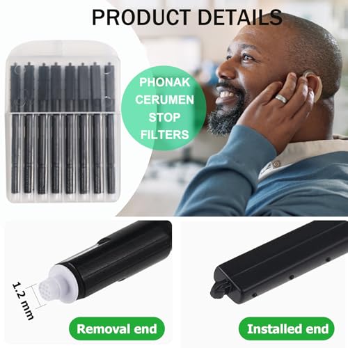 (80 Pcs) Hearing Aids Wax Guards Filters for Phonak,Widex,Resound Wax Traps Hear Clear Cleaning Kit Accessories,Hearing Aid Ear Replacement Parts Cleaning Tool(10 Pack) 10 Packs/80 Filters Black
