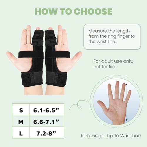 Metacarpal Finger Splint Hand Brace - Pinky Ring Finger Immobilizer For Boxer Fractures -Fit for Both Left or Right Hand (Large) Large
