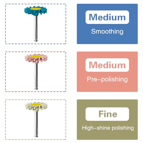 6Pcs Dental Diamond Impregnated Polishing System Ceramic Polishing Disc Composite Ceramic Polishing Disc, 3-Step Polishing Diamond System RA 14mm Spiral Flex Brush.