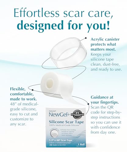 NewGel+ Medical-Grade Silicone Scar Tape Roll, 1.5" x 48" by MyNewGel 48" Roll