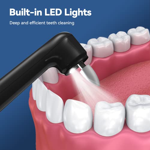 Tooth Polisher Rechargeable,Tooth Buffer Polisher with 5 Replacement Heads & Cleaning Modes, USB Rechargeable, Ipx6 Waterproof, Teeth Black Stain Remover for Adults & Kids Black