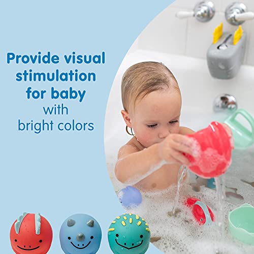 Dr. Brown's Baby and Toddler Toothbrush, Green Dinosaur 1-Pack 1-4 Years, CleanUp Float & Hatch Dino Eggs Bath Toy, 6m+, Dino-Soft Baby Bath Spout Cover, BPA Free, Certified Plastic Neutral Small