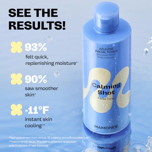 MAMONDE Calming Shot Blue Chamomile Azulene Facial Toner | Soothing, Hydrating Non-Comedogenic Korean Skincare Toner | Best for Oily/Combo Skin