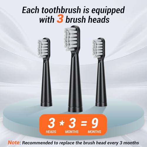 6 Pack Sonic Electric Toothbrushes for Adults Family Set with 24 Replacement Heads 5 Cleaning Modes Rechargeable Employee Appreciation Gifts Bulk 1 Count (Pack of 6)