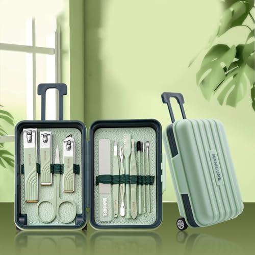 12 IN 1 Professional Stainless Steel Travel Grooming Manicure & Pedicure Set Care Tools A