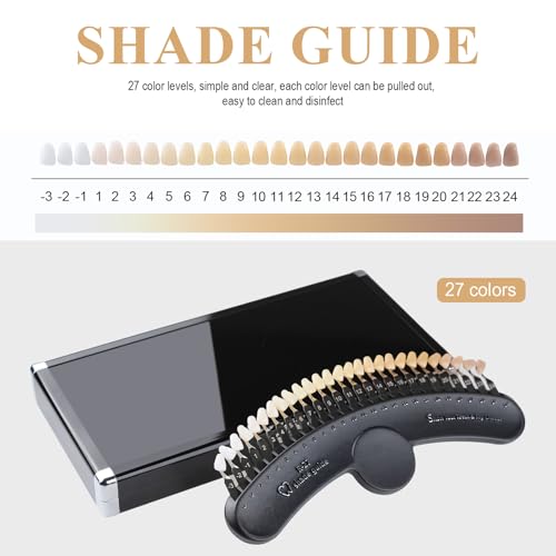 27 Colors Shade Guide Mirror Bleaching Shade Chart Color Contrast for Home Beauty Salon Use