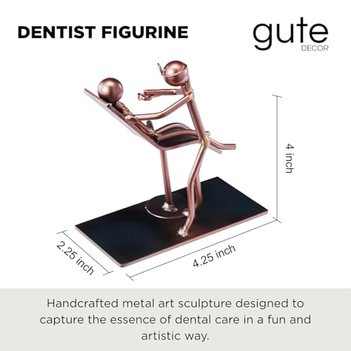Dentist Craft Handmade Figurine – 4" L x 4" H – Recycled Metal Sculpture & Hand Welded Bronze Finish Art Gift – Desk Accessories, Dental Office Decor & Dentist Appreciation Gifts for Men and Women Dentist Figurine