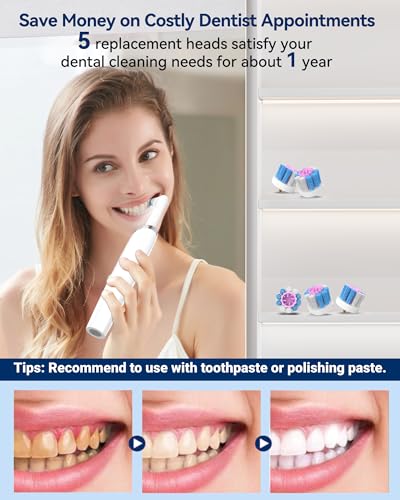 Tooth Polisher, Rechargeable Tooth Whitening Kit Teeth Cleaning Tools Off-white