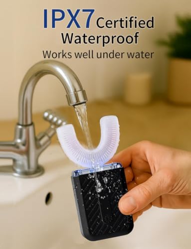 U-Shaped Electric Toothbrush for Adults, Electric Toothbrush with 360° Automatic Cleaning, Travel-Friendly Oral Care Kit with IPX7 Waterproof