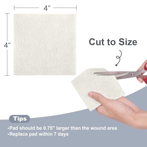 LotFancy Calcium Alginate Wound Dressing, 4"x 4" Non-Stick Pads for Wounds 4"x 4" (10-Count)