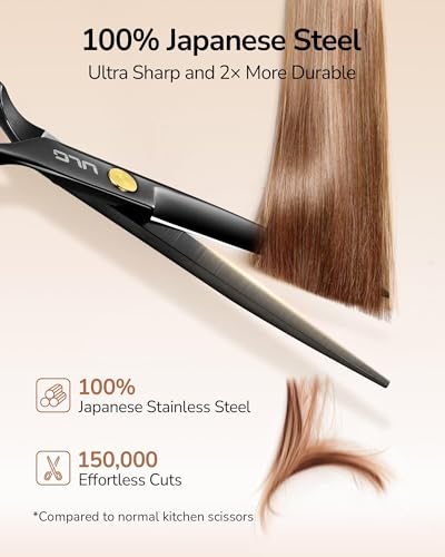 Hair Cutting Scissors Thinning Shears Kit ULG Professional Barber Hairdressing Texturizing Salon Razor Edge Scissor Japanese Stainless Steel 6.5 inch BLK BLK scissors kit