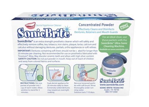 Dental Appliance Cleaning Powder – Mint Flavor – 6-Month Supply – Gently Cleans Retainers, Dentures, Mouth Guards & Night Guards – Easy-Mix Concentrate