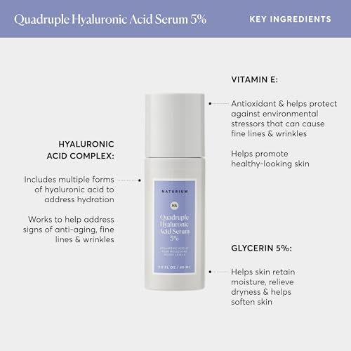 Naturium Quadruple Hyaluronic Acid Serum 5% Jumbo, Hydrating & Plumping Face Serum, Anti-Aging & Moisturizing Skin Care, Fragrance-Free, 2 oz 2 Fl Oz (Pack of 1)