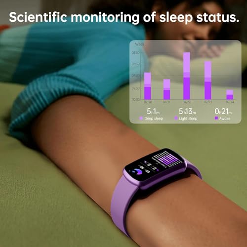 Health Fitness Tracker with 24/7 Heart Rate, Smart Watch with Blood Pressure and Blood Oxy-gen Monitor, Bulit-in 120+ Sport Mode, Sleep Tracking Waterproof Activity Tracker for Women Men Deep Purple