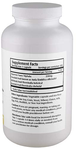 Nano Triphala 250mg - Nanoparticle Triphala Supplements from 3 Fruits - Amalaki, Bibhitaki, & Haritaki - Non-GMO - Gluten-Free & Vegan Triphala Capsules for Men & Women, 120 Veggie Capsules Capsule - BeesActive Australia