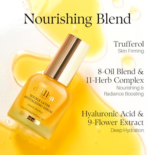 d'alba Piedmont Italian White Truffle Double Layer Revitalizing Serum (1.01 fl.oz), 100hr Hydration, Hyaluronic Acid and Centella Asiatica, Skin Firming and Tightening, Long-lasting Korean Skin Care 1.01 Fl Oz (Pack of 1)