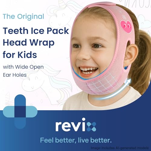 REVIX Kids Teeth Ice Pack Head Wrap for Tonsillectomy & Wisdom Teeth Pink