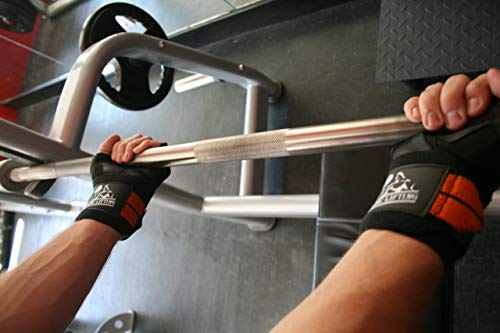Nordic Lifting Elbow Compression Sleeves (1 Pair, Medium) and Wrist Wraps (1 Pair/2 Wraps) Orange