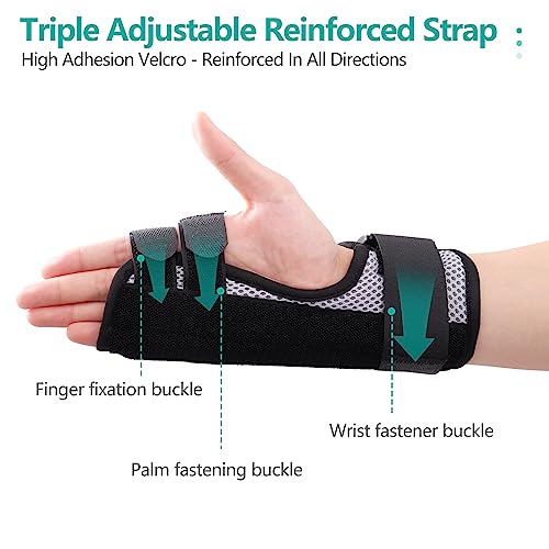 lefeke Trigger Finger Splint, Multi Finger Brace for Middle, Index, Pinky, or Ring Fingers, Hand Brace with Finger Support, Straightening Immobilizer for Broken Fingers, Arthritis, Contractures M Black