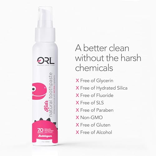 ORL Fluoride-Free, Natural Hydroxyapatite Toothpaste, Organic Xylitol. Helps Strengthen Teeth, Prevent Cavities, Non-Toxic Ingredients. Natural Bubblegum Flavor 4 oz. Made is USA