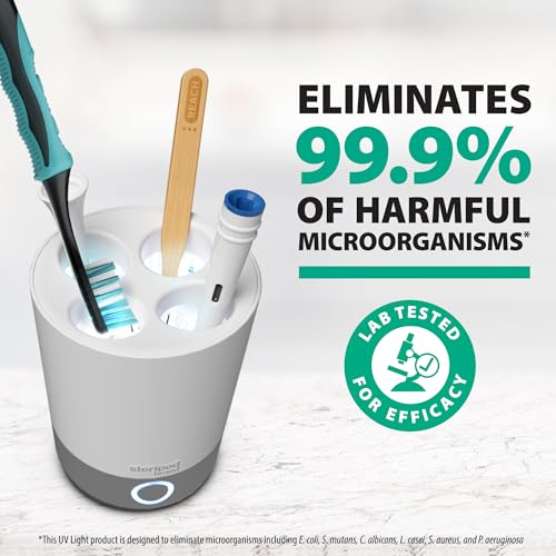 Steripod UV Countertop Toothbrush Sanitizer, Holds 4 Brushes