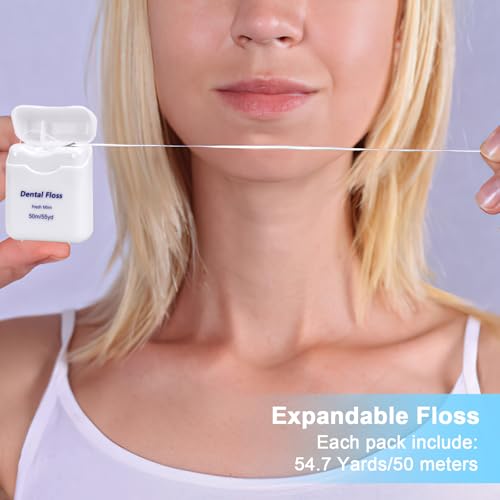 100 Pack Dental Floss Bulk Mint Flavored Floss Travel Oral Care Dental Floss for Adults Teeth and Gum Protection, Each 164 ft/ 50 Meters(White)