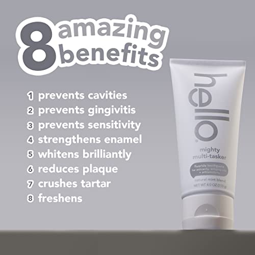 Hello Dragon Dazzle Blue Raspberry Kids Toothpaste, Fluoride, Ages 2+ & Mighty Multitasker 8-in-1 With Minty Flavor, Anticavity, Antig