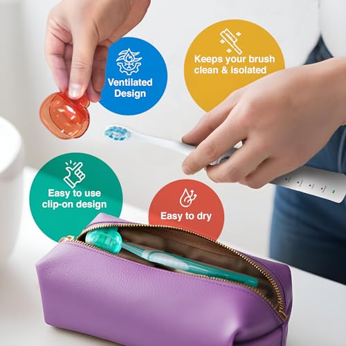 GuruNanda Brush Pods - Toothbrush Cover for Manual & Electric Toothbrush, Keeps Toothbrush Fresh & Clean, Travel Accessories with Natural Essential Oil Vapors, 24 Pack Pack of 24