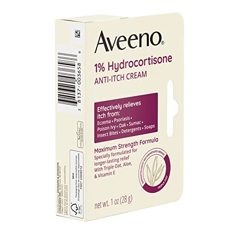 Aveeno Maximum Strength 1% Hydrocortisone Anti-Itch Cream, 1 oz 1 Ounce (Pack of 1)