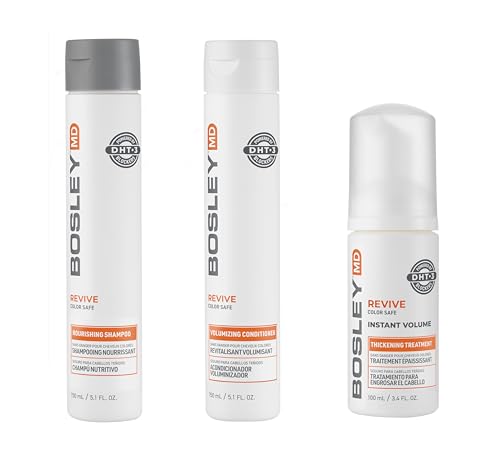 BosleyMD BosRevive Color-Safe Hair Care Kit for Thinning Hair, Starter Size (30 Days) – Shampoo, Conditioner & Thickening Treatment with Biotin, Panthenol & Botanical Extracts Starter Kit - Rosemary