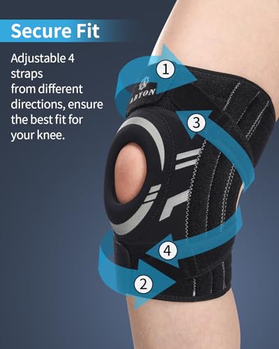 ABYON Knee Brace for Men & Women, Maximum Support with Side Stabilizers & Patella Gel Pads for Knee Pain Support and Fast Recovery, Targets Support for Meniscus Tear, ACL, Arthritis Relief X-Large Black-Gray