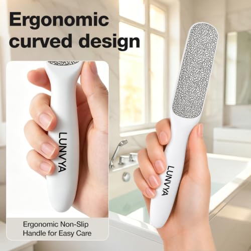 Double-Sided Nickel Foot File, Callus Remover Pedicure Exfoliator (White) White