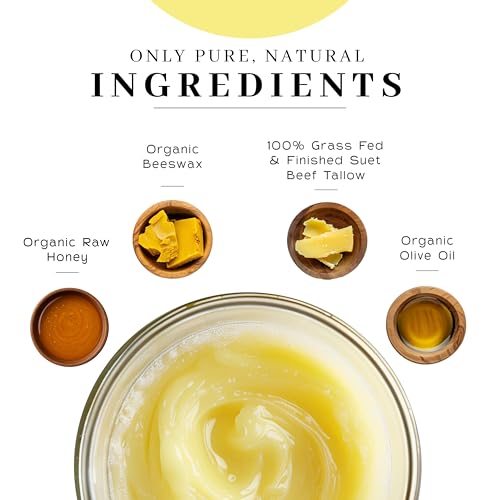 Vanman's Tallow and Honey Balm With No Added Scent - Face Moisturizer with Grass-Fed/Finished Beef Tallow for Skin, Organic Raw Honey and Beeswax, Cold Pressed Olive Oil - 2 oz Classic - Unscented 2 Ounce (Pack of 1)