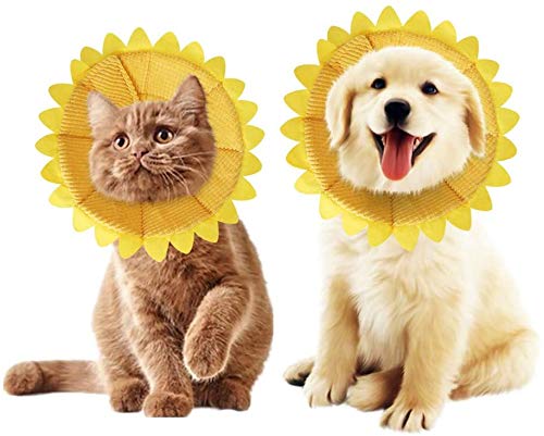 SLSON Neck Brace for Dogs and Cats, Comfortable Soft Recovery Protection for Pet Neck Protection Pillow and Adjustable Collar with Yellow Sunflower Pattern (S) S - BeesActive Australia