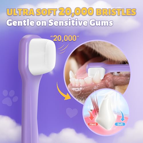 Tiny Dog Toothbrush for Small Dogs + Natural Coconut Oil Cat & Dog Toothpaste.