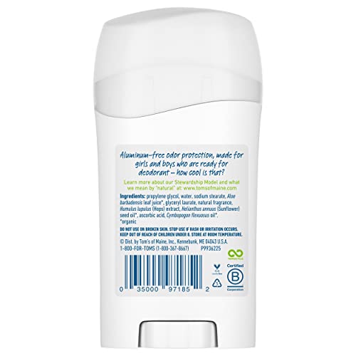 Tom's of Maine Natural Tween Deodorant and Variety: Aluminum-Free Cool! Natural for Tweens, Freestyle, 1.6 oz. 3-Pack & ADA Approved Wicked Cool! Natural Fluoride Toothpaste, Mild Mint, 5.1 oz.