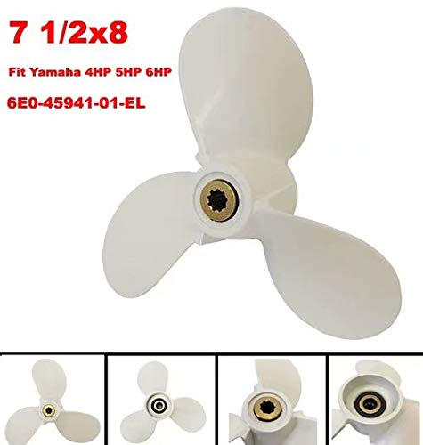 Boat Propeller for Yamaha 4hp 5hp 6hp 4A 4M 5M 5C F4 F6L F6S F5A F6C Yamaha Outboard Propeller 2/4-stroke Engine White 7 1/2" Dia. X 8" Pitch - BeesActive Australia