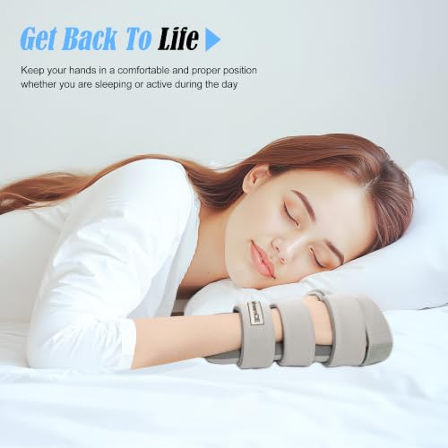 Resting Hand Splints for Straightening Fingers,Carpal Tunnel Wrist Brace Night Immobilizer With Finger Separators for Stroke Rehabilitation,Muscle Atrophy, Dupuytren's Contractures (Right) Right Hand
