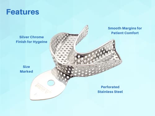 ARTMAN INSTRUMENTS Dental Impression Trays – Set of 8 (Small, Medium, Large, Extra Large) – Stainless Steel, Perforated, Autoclavable, Ideal for Denture & Orthodontic Impressions