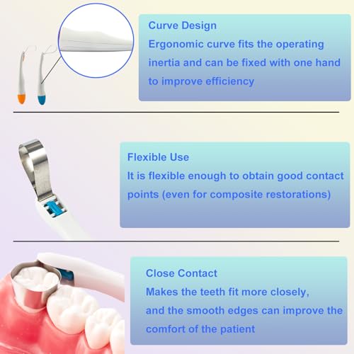 Orthodontic Dental Matrix-Profect Bands Dental Sectional Matrix System Metal Restoration Matrix Bands Yellow/Red/Blue/Green (50PCS-Red-Curved-4.5mm) 50PCS-Red-Curved-4.5mm